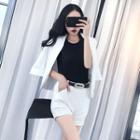 Set: 3/4-sleeve Blazer + Tank Top + Shorts