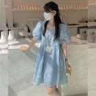 Puff-sleeve Square Neck A-line Dress (various Designs)