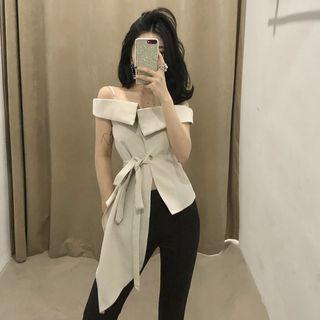 Off-shoulder Asymmetric Shirt