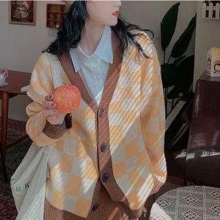 Checkerboard Pattern Cardigan