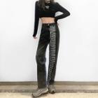 Houndstooth Panel Wide Leg Jeans