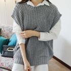 Cap-sleeve Rib-knit Sweater