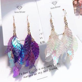 Iridescent Leaf Statement Earring