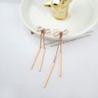 Stainless Steel Bow & Bar Fringed Earring E9555 - 1 Pair - Bow - Rose Gold - One Size
