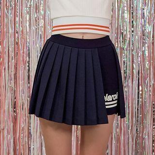 Inset Shorts Letter Pleated Mini Skirt