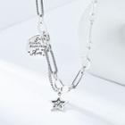 Lettering Star Charm Necklace 1 Pc - Silver - One Size