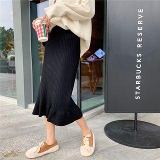 Ruffled Hem Knitted Skirt