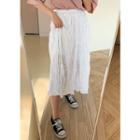 Tall Size Textured Band-waist Long Skirt