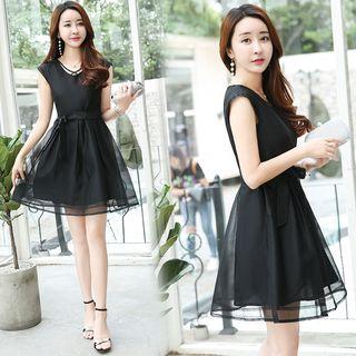 Sleeveless Organza Panel A-line Dress