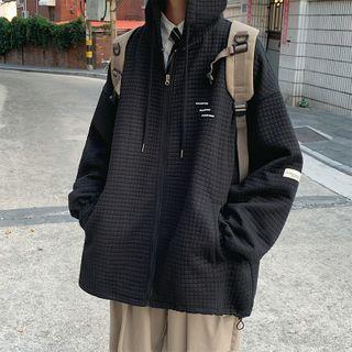 Waffle Pattern Zipped Jacket