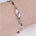 Twisted 925 Sterling Silver Bracelet 925 Silver - White - One Size