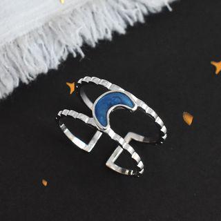 925 Sterling Silver Moon Layered Ring Blue Moon - Silver - One Size