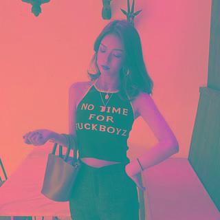 Letter Embroidered Cropped Camisole