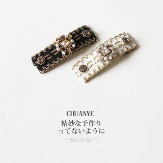 Rhinestone Faux Pearl Fabric Hair Clip