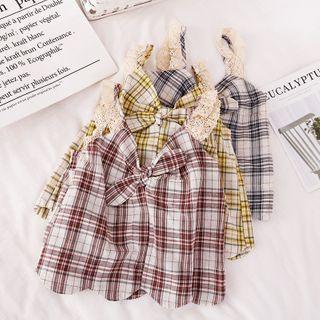 Lace Trim Plaid Bow Cropped Camisole Top
