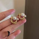 Faux Pearl Alloy Earring 1 Pair - Silver Pin - Gold - One Size