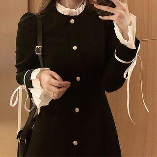 Long-sleeve Two-tone Top / Mini Dress