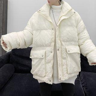 High-neck Plain Padded Jacket
