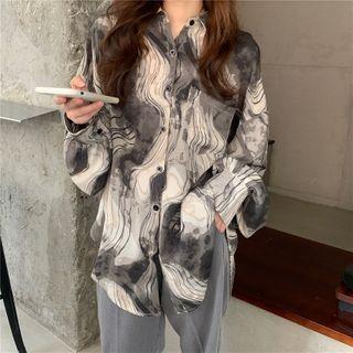 Long Sleeve Print Loose Shirt