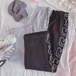 Cartoon Print Straight-cut Sweatpants