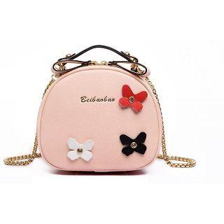 Faux-leather Flower Satchel