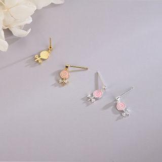 925 Sterling Silver Rhinestone Lollipop Earring
