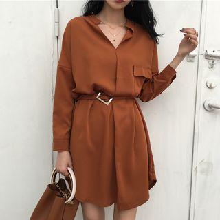 Plain Buckled Shirtdress