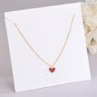 925 Sterling Silver Heart Pendant Necklace Ns458 - Gold - One Size