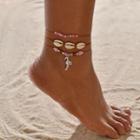 Set Of 3: Shell / Alloy Flamingo String Anklet As Shown In Figure - One Size