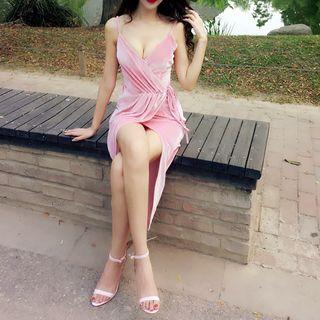 Strappy V-neck Slit Party Dress