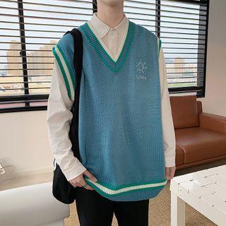 Sun Embroidered Knit Vest