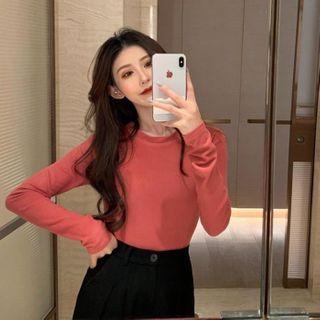 Long-sleeve Plain Top / Turtleneck Top
