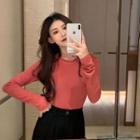Long-sleeve Plain Top / Turtleneck Top