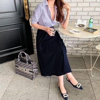 Button-trim Mock Two Piece Dress