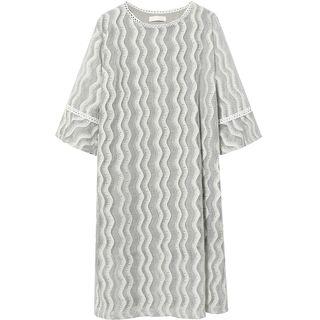 Elbow-sleeve Shift Lace Dress