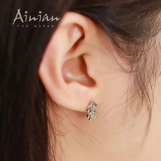 925 Sterling Silver Non Matching Leaf Earrings