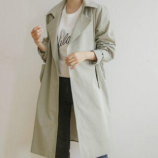 Open-front Banded Trench Coat