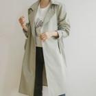Open-front Banded Trench Coat