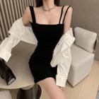 Spaghetti Strap Mini Sheath Dress / Shirt Jacket