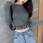 Crop Lettering Knit Top