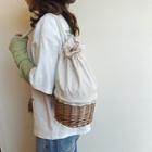 Woven Basket Drawstring Bucket Bag Khaki - One Size