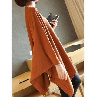 Asymmetric Hem Plain Sweater