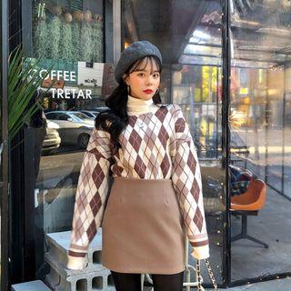 Textured H-line Miniskirt