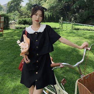 Peter Pan Collar Mock Two-piece Short-sleeve Dress