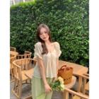 Ruffle Trim Blouse / Wide-leg Pants