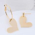 Non-matching Heart Dangle Earring Gold - One Size