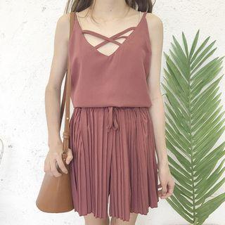 Set: Spaghetti Strap Top + Pleated Skort