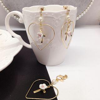 Cross And Heart Earrings