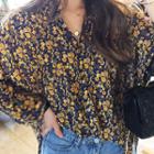 Dip-back Floral Pattern Oversized Shirt