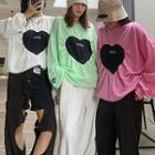 Long-sleeve Round Neck Print Light Sweatshirt